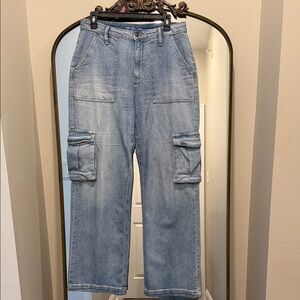 ON 34th Wide-Leg Cargo Jeans in Light Blue for Women 8